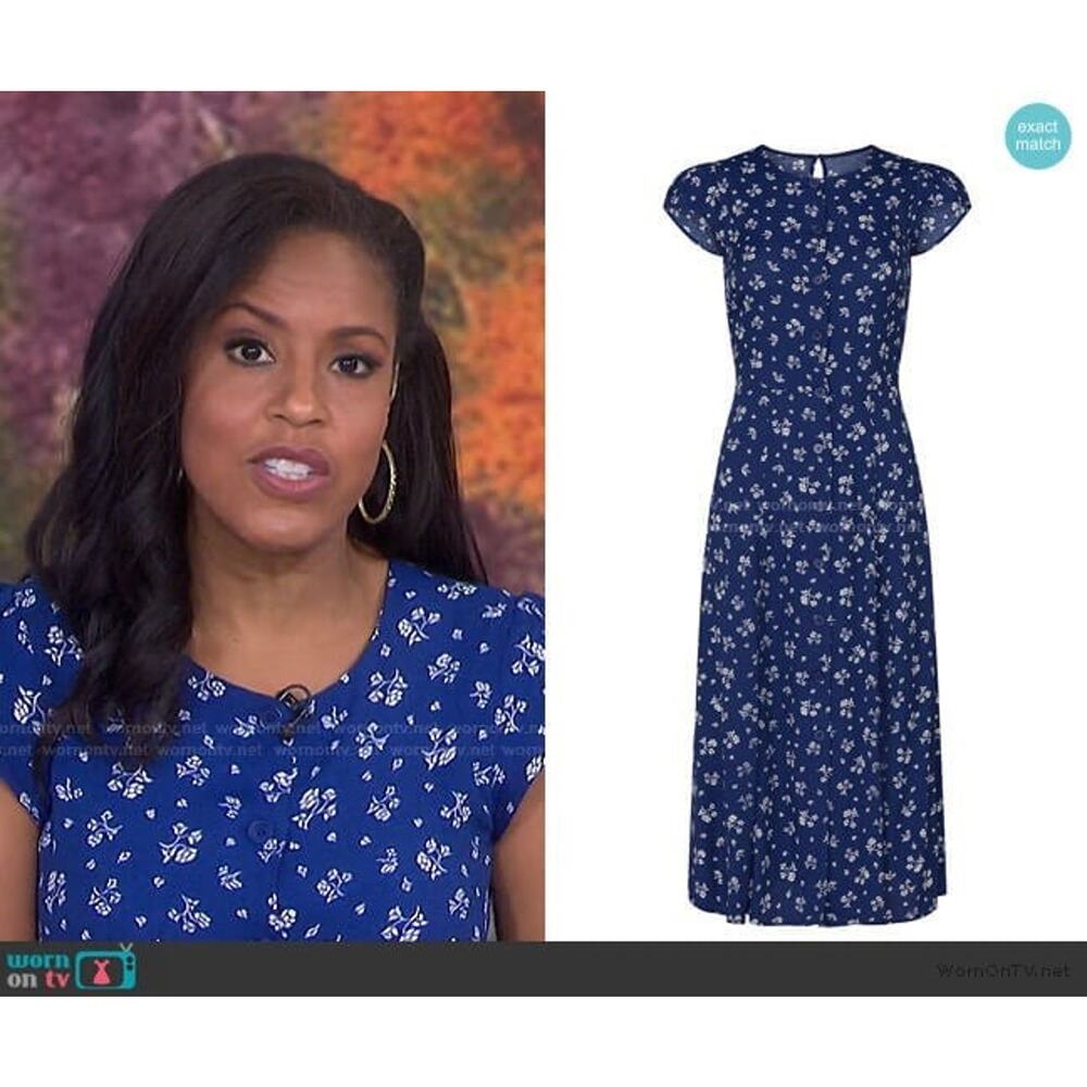 Reformation Maison Fauna Floral Blue Shirt Dress Midi Blue Cap Sleeve 2 XS - Picture 12 of 13